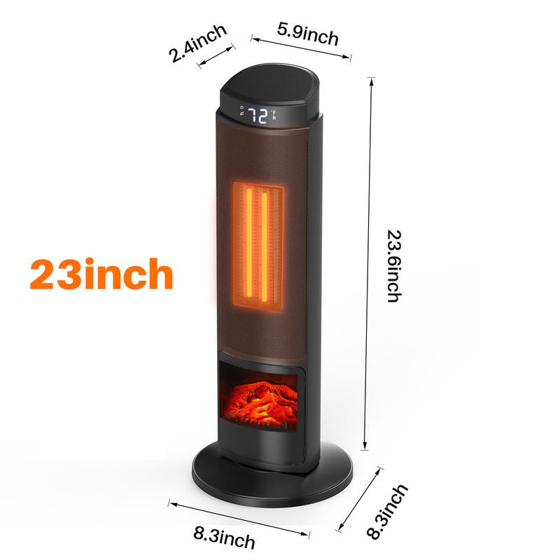 【Clearance Deal】24Inch Space Heaters for Indoor Use, Portable Heater with 3 Light Colors, Adjustable Thermostat with Remote, Tip-Over Protection up to 95°F, 60°Oscillation,Stop Operating 30 Seconds after the Power Is Cut Off.