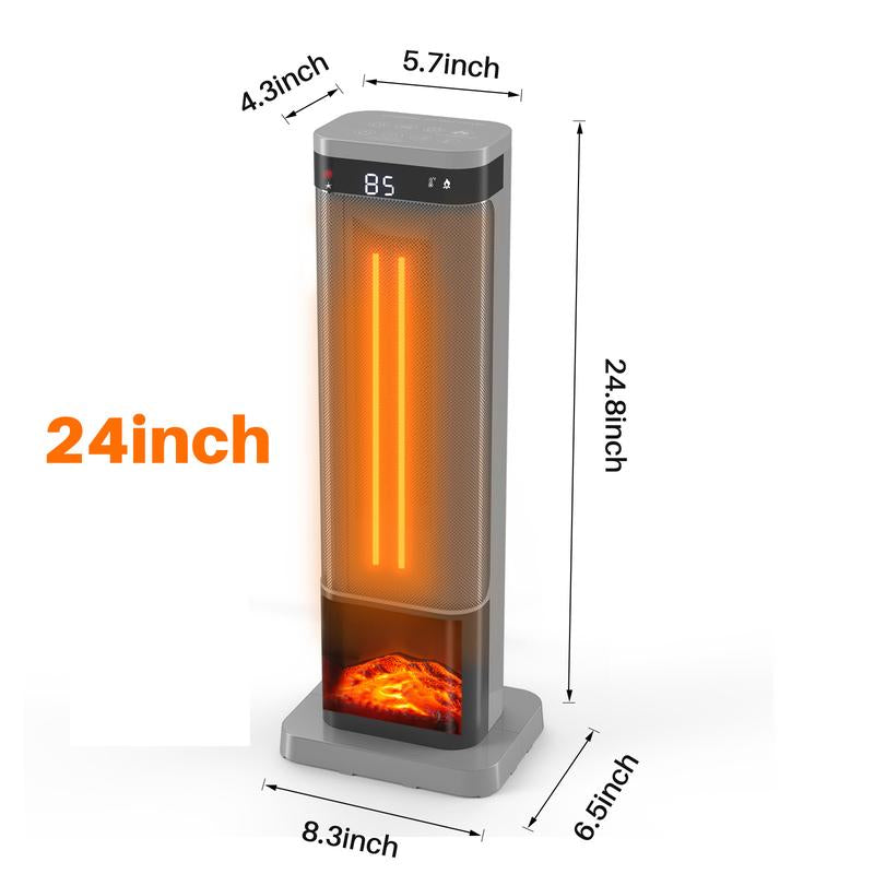 【Clearance Deal】24Inch Space Heaters for Indoor Use, Portable Heater with 3 Light Colors, Adjustable Thermostat with Remote, Tip-Over Protection up to 95°F, 60°Oscillation,Stop Operating 30 Seconds after the Power Is Cut Off.
