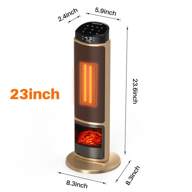 【Clearance Deal】24Inch Space Heaters for Indoor Use, Portable Heater with 3 Light Colors, Adjustable Thermostat with Remote, Tip-Over Protection up to 95°F, 60°Oscillation,Stop Operating 30 Seconds after the Power Is Cut Off.