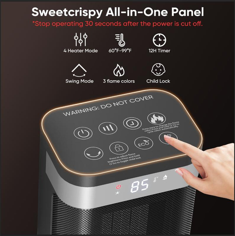【Clearance Deal】24Inch Space Heaters for Indoor Use, Portable Heater with 3 Light Colors, Adjustable Thermostat with Remote, Tip-Over Protection up to 95°F, 60°Oscillation,Stop Operating 30 Seconds after the Power Is Cut Off.