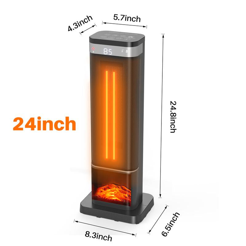 【Clearance Deal】24Inch Space Heaters for Indoor Use, Portable Heater with 3 Light Colors, Adjustable Thermostat with Remote, Tip-Over Protection up to 95°F, 60°Oscillation,Stop Operating 30 Seconds after the Power Is Cut Off.